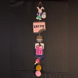 Colorful Beaded Wall Hanging with Pom Pom